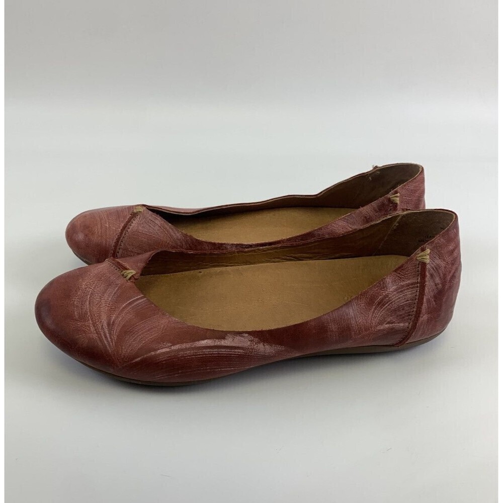Olukai Pueo Ballent Flat Brushed Red Leather Slip On Round Toe Comfort Womens 9 - Picture 2 of 12